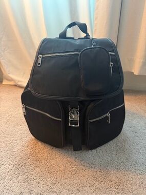 Madden Girl Black Nylon Backpack with Silver Hardware